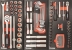 Servante d'atelier 7 tiroirs composée de 198 outils - modules finition carbone