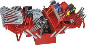 Caisse à outils composée de 88 outils