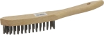 Brosse métallique fil acier 4 rangs 290mm avec manche bois incurvé