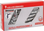 Clés à pipe débouchées 6 pans/6 pans de 8 à 19mm - boîte carton de 9 pcs