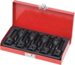 Douilles tournevis à chocs 1/2" avec empreinte Torx® et hexagonal - coffret métallique de 9 pcs