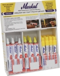 Tube marqueur à bille blanc/jaune + bâton de peinture blanc - présentoir de 32 pcs