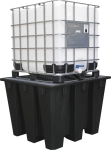 Bac de rétention 1100L PE avec caillebotis acier - format compact pour 1 IBC