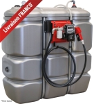 Cuve de stockage gasoil PEHD 1500L double paroi avec station à gasoil 230V 60 l/min et pistolet automatique/compteur/filtre