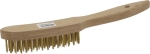 Brosse métallique fil acier laitonné 4 rangs 295mm avec manche bois incurvé