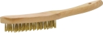 Brosse métallique fil laiton 4 rangs 295mm avec manche bois incurvé