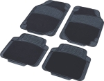 Tapis de voiture caoutchouc avec empiècement moquette - 4 pcs