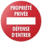 Panneau propriété privée/défense d'entrée rigide 290mm