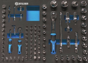 Servante d'atelier 6 tiroirs composée de 147 outils - modules mousses