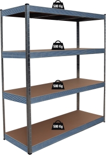 Etagère métallique à emboîter 4 tablettes bois 1800x1500x600mm max 2T