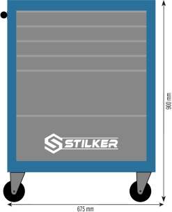 Servante d'atelier 7 tiroirs bleu/gris 675x450x900mm