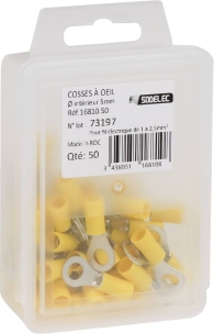 Cosse à oeil isolée jaune M6 - lot de 50 pcs