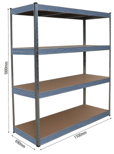 Etagère métallique à emboîter 4 tablettes bois 1800x1500x600mm max 2T