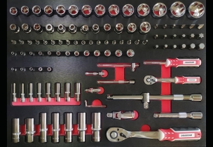 Servante d'atelier 8 tiroirs composée de 249 outils - modules finition métal