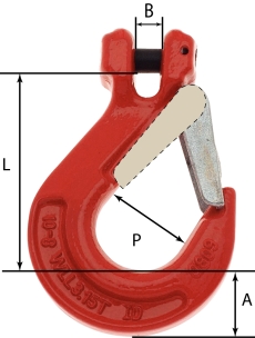 Crochet à chape avec linguet de securité pour chaîne de 16mm grade 80