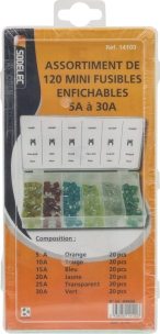 Mini fusible enfichable assortiment - coffret de 120 pcs