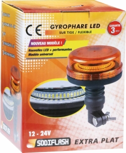 Gyrophare LED extra plat double flash sur tige flexible