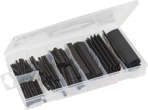 Gaine thermorétractable 2:1 noire - Coffret de 127 pcs