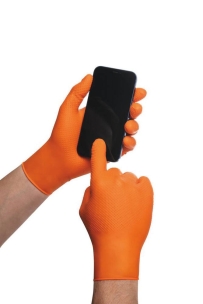 Gants jetables ambidextres nitrile 240mm 0,26mm orange XL(10) - Boîte de 50 pcs