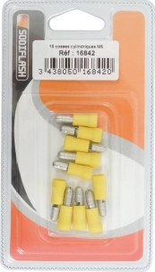 Cosse ronde mâle isolée jaune M5 - blister de 10 pcs