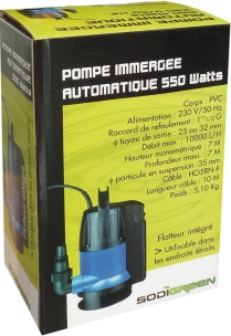 Pompe à eau immergée automatique PVC 230V 550W avec flotteur intégré