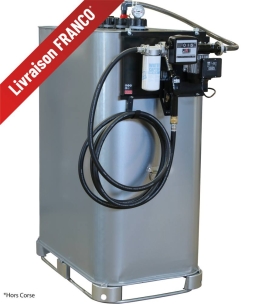 Cuve de stockage gasoil galvanisée 1000L double paroi avec station à gasoil 230V 56 l/min et pistolet automatique/compteur/filtre