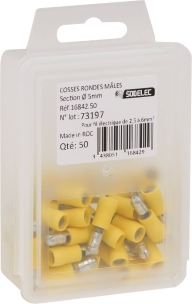 Cosse ronde mâle isolée jaune M5 - lot de 50 pcs