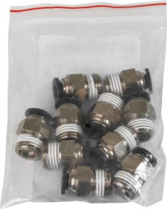 Raccord instantané métallique droit mâle conique 1/4" pour tuyau rilsan 6mm - lot de 10 pcs