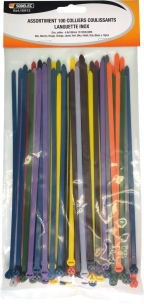 Collier nylon multicolore 4,8x186mm - lot de 100 pcs