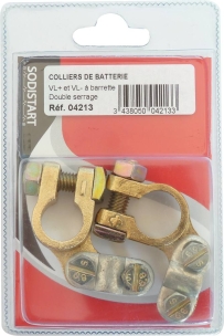 Colliers de batterie VL à barrette/double serrage/pôle (+ et -) - blister de 2 pcs