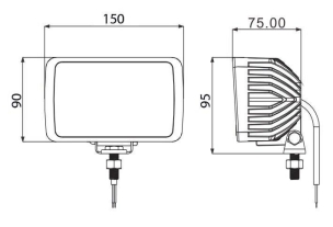 Phare de travail rectangle LED 12/24V 40W 2800 lumens faisceau large