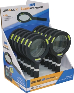 Loupe LED 200 lumens à piles - présentoir de 12 pcs