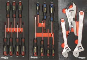 Servante d'atelier 7 tiroirs composée de 191 outils - modules finition carbone