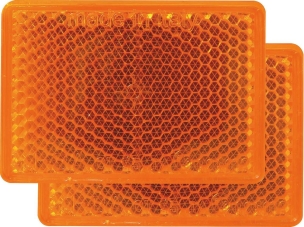 Catadioptre rectangle 56x39mm adhésif orange - blister de 2 pcs