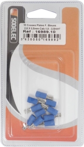 Cosse plate femelle isolée bleue 2,8X0,5mm - blister de 10 pcs